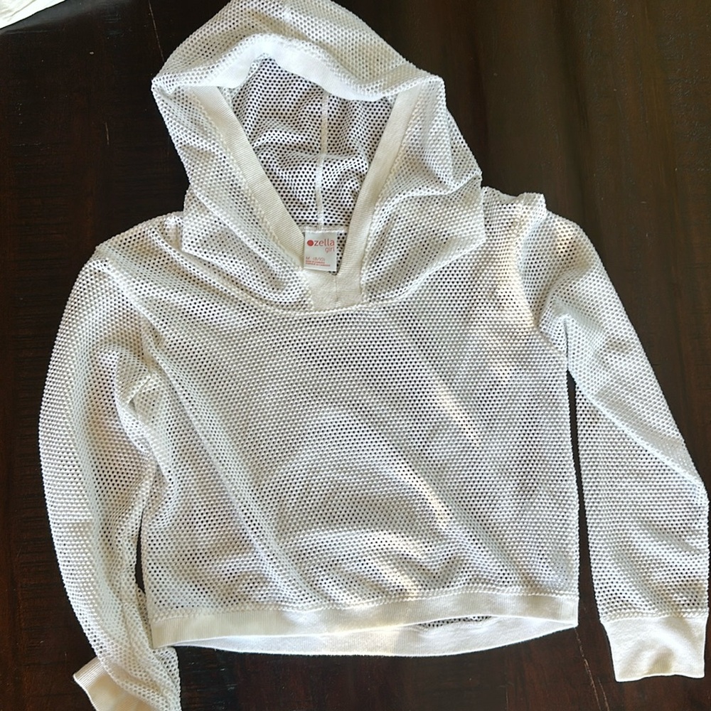 Zella girls white hoody, size 8/10 from Nordstrom